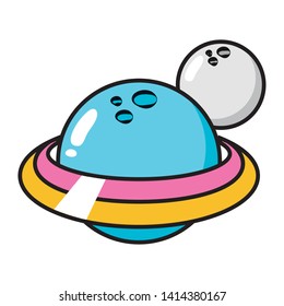 planet moon pop art elements vector illustration