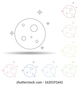 Planet moon and stars in multi color style icon. Simple thin line, outline vector of space icons for ui and ux, website or mobile application