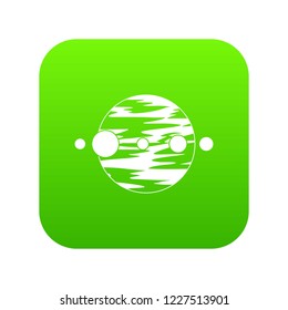 Planet and moons icon digital green for any design isolated on white vector illustration