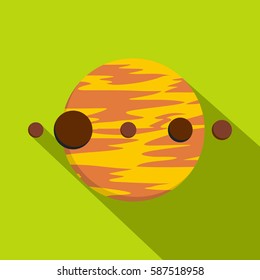 Planet and moons icon. Flat illustration of planet and moons vector icon for web