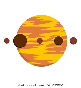 Planet and moons icon flat isolated on white background vector illustration