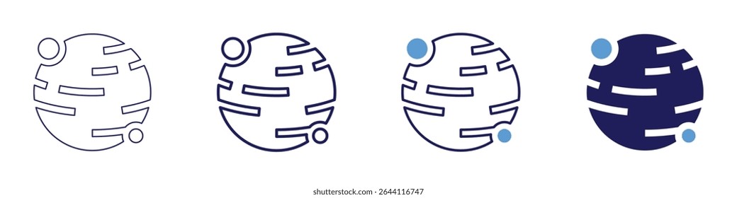 Planet motion icon in 4 different styles. Thin Line, Line, Bold Line, Duotone. Duotone style. Editable stroke.