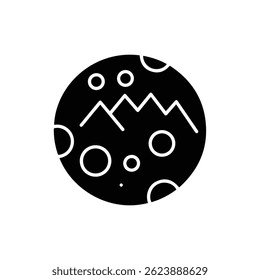 Planet with Mountains and Craters Black Filled Icon Clean Topography