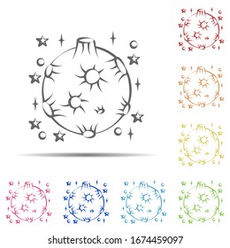 Planet multi color icon. Element of space hand drawn icon on white background