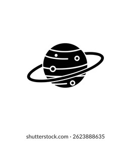 Planet with Multiple Rings Black Filled Icon Simple Concentric Loops
