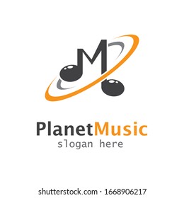 Planet music icon logo creative vector illustration