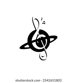 Planet music Diseño de Vector de logotipo 