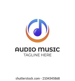 Planet music studio logo design element, global trend music icon symbol design vector template