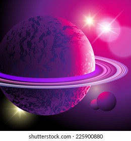 Planet with nebula and stars. Vector illustration