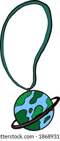 Collar de planeta, ilustración, vector sobre fondo blanco.