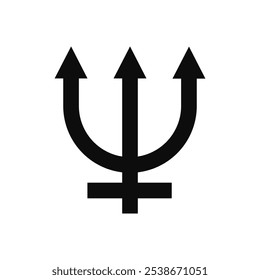 Planet Neptune astrological symbol vector flat style icon - Space magical tattoo sign isolated on white background