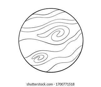 Planet Neptune black and white vector illustration. Image of planetarium, space object.