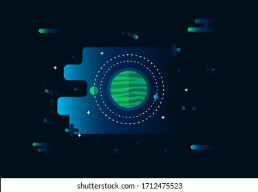 Planet Neptune is the eighth planet.
Neptune is the fourth largest planet by diameter and the third largest by mass. vector illustration, with black background, using for banner, background.
