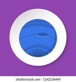 Planet Neptune icon in flat style on round button