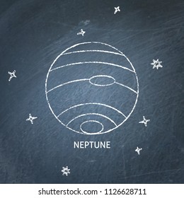 Planet Neptune icon on chalkboard