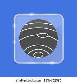 Planet Neptune silhouette icon in flat style on transparent button