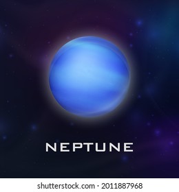 Planet Neptune. Vector 3d Realistic Space Planet in Space Starry Sky. Galaxy, Astronomy, Space Exploration Concept. Neptune Template Closeup