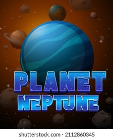 Planet Neptune word logo poster illustration
