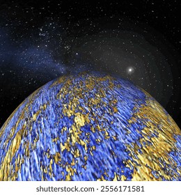 A planet on the background of a starry sky in an abstract universe