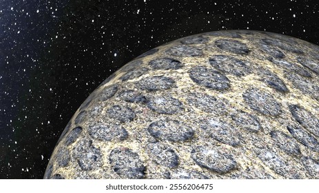 A planet on the background of a starry sky in an abstract universe