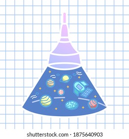 Planeta en ilustración vectorial de lámpara
