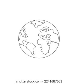 Planet one line. Vector drawing with a black continuous line on a white background.
