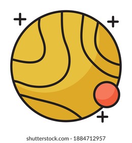 planet with one satellite orbiting line and fill style icon vector illustration design