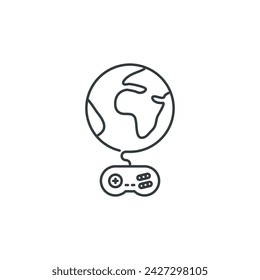 Planet, online, video, game, party, fun icon, vector illustration