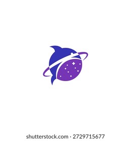 Diseño de logotipo de pez orbita planeta.