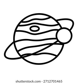Planet orbit icon surrounded by moon or satellite