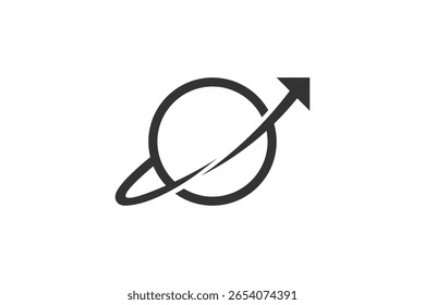 Planet Orbit Icon with Upward Arrow – Modern Space and Growth Symbol
