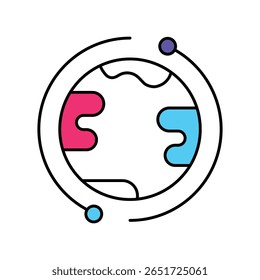 Planet Orbit Vector Filled outline illustration style icon. EPS 10 file