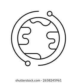 Planet Orbit Vector outline illustration style icon