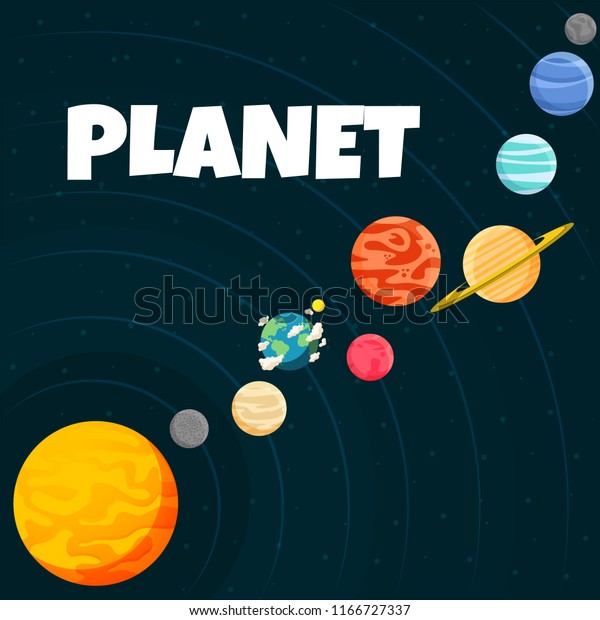 Planet\
Orbiting Design Black Background Vector\
Image\
