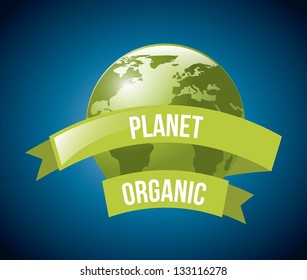 planet organic over blue background. vector illustration