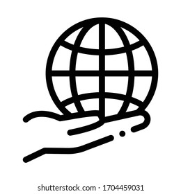 planeta en nuestras manos, icono vector. planeta en nuestras manos. ilustración de símbolo de contorno aislado