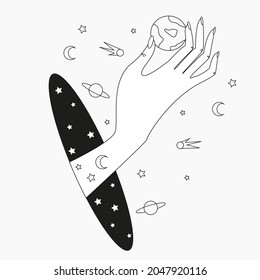 The planet is in our hands. Planet. Space. Keeps the planet.