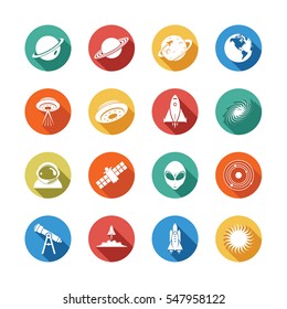 Planet Outer Space Aerospace Circle Icon Symbol Set