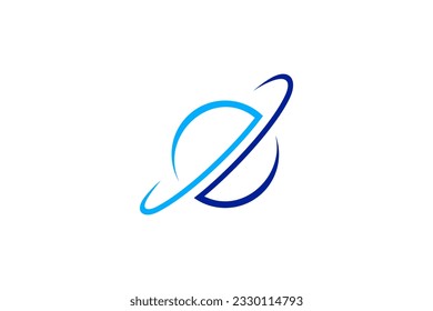 Planet in outer space line logo design