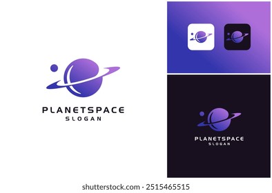 Planeta Espaço Exterior Galáxia Planetária Cosmos Astronomia Universo Vetor Logo Design Illustration