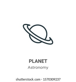 Planet outline vector icon. Thin line black planet icon, flat vector simple element illustration from editable astronomy concept isolated on white background