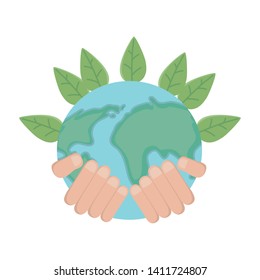 Planet over human hand design