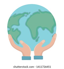 Planet over human hand design