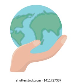 Planet over human hand design