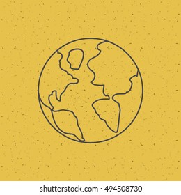 Planet over yellow and texture background