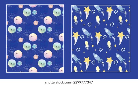 Planet Pattern and Rocket and Shooting Star Pattern For Kids