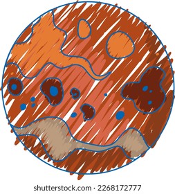 Planet pencil colour child scribble style illustration