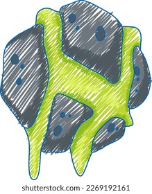 Planet pencil colour child scribble style illustration