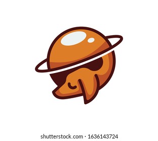 Planet Pet Logo design. Cute and trendy shapes composition. suitable for pet protection business companies, animal etc. Cute animal logo