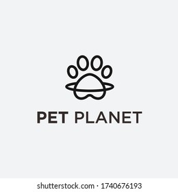 planet pet logo. paw icon
